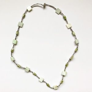Vintage silver & mint green stone magnet necklace